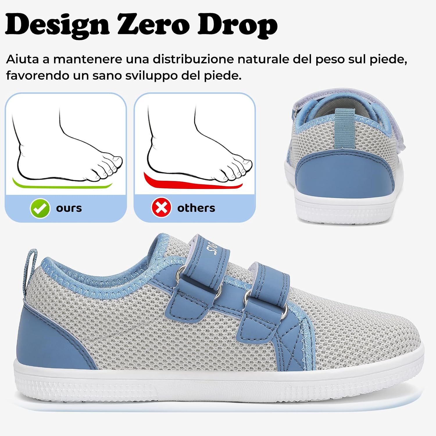 Detalle de SAGUARO Scarpe Barefoot Bambini Sneakers Minimaliste con punta ampia e chiusura a strappo (Gr. 25-35)