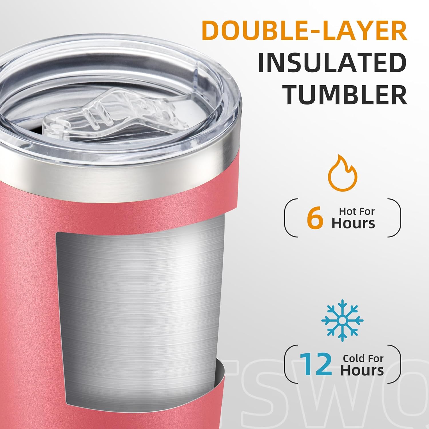 Thumbnail 1 de HZJSTSWQ 20 oz Tumbler Bulk Stainless Steel Insulated Cups (Tropical Pink, 12 Pack) with Leak-Resistant Lid