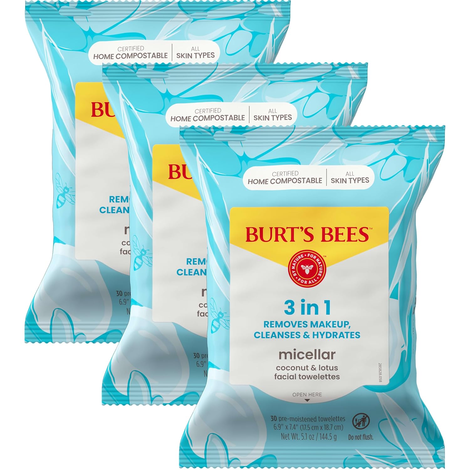Detalle de Burt's Bees Coconut & Lotus Face Wipes 30 Ct.