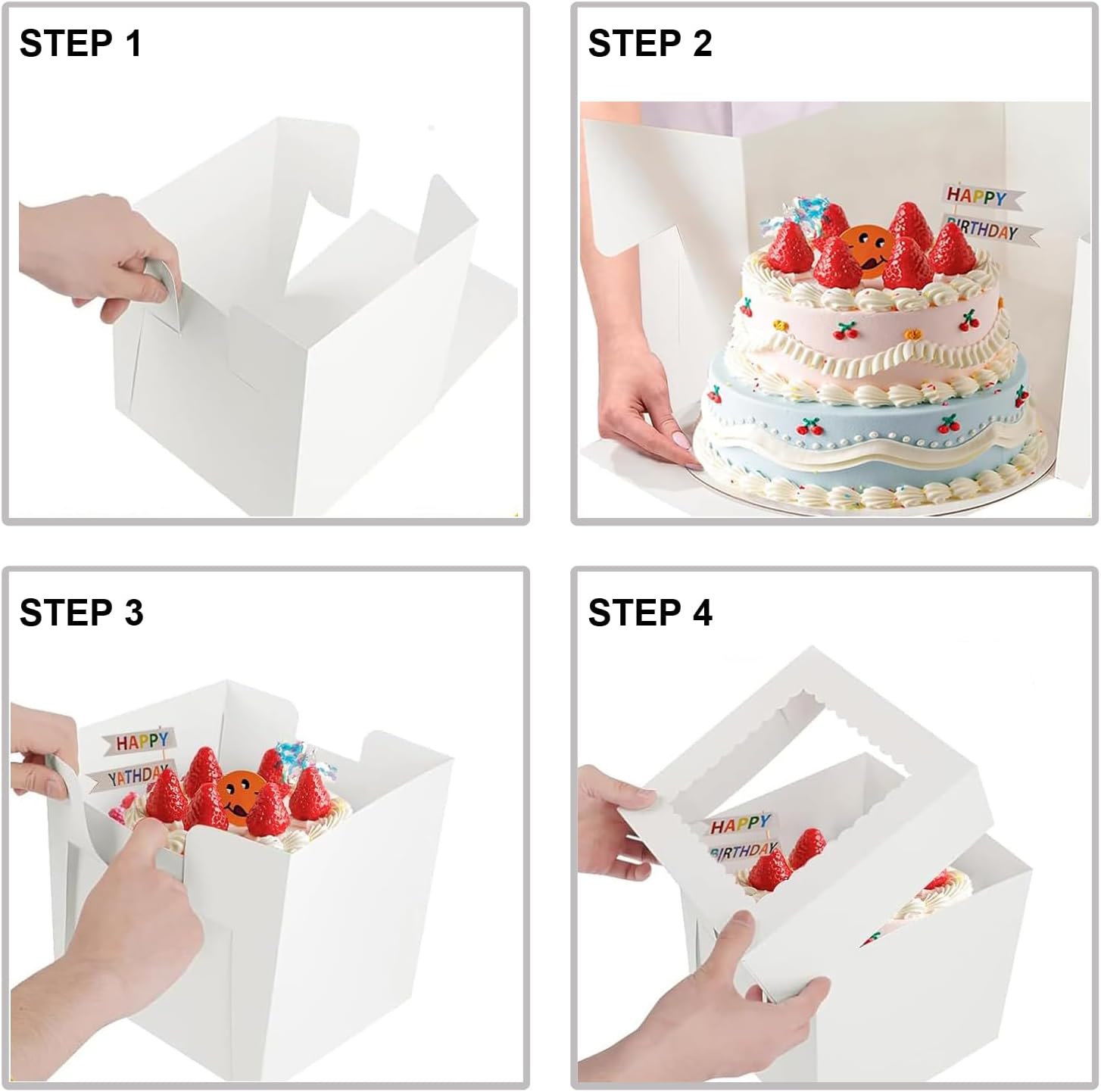 Detalle de Packpal 10-Pack 10x10x10 Cake Boxes with Clear Window, White Paper
