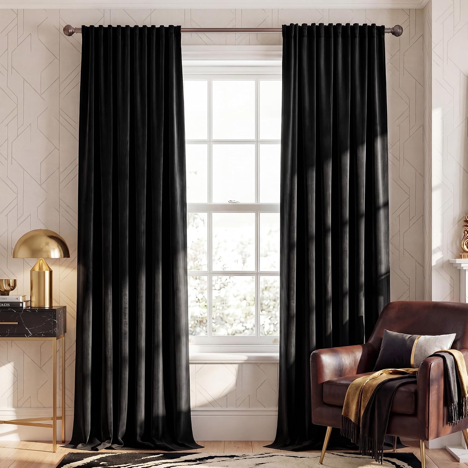 Detalle de NICETOWN NTUSCBR170SD2- RP&BT Blackout Velvet Curtains, 52"W x 84"L, 2 Panels