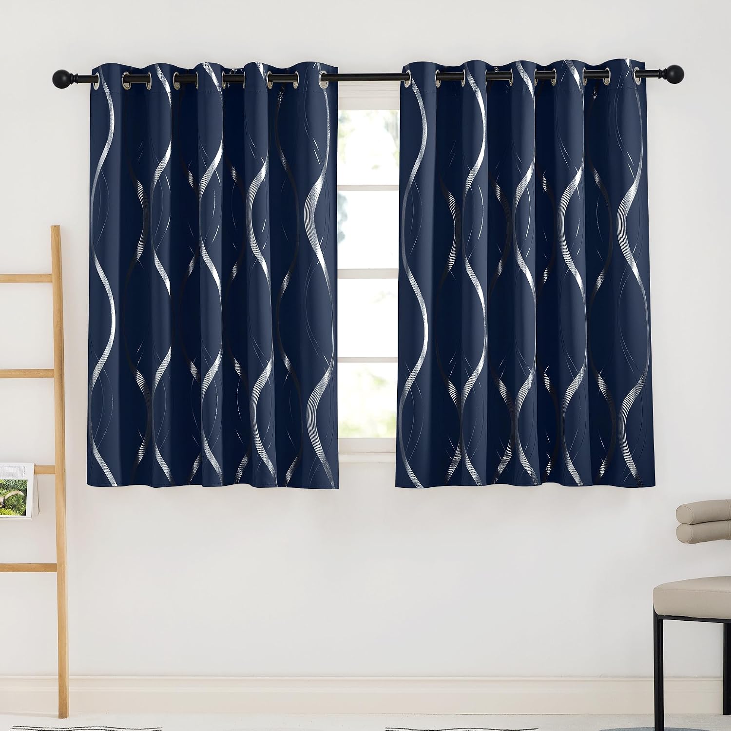 Detalle de PONY DANCE Blackout Foil Curtains 66 x 54 Inch