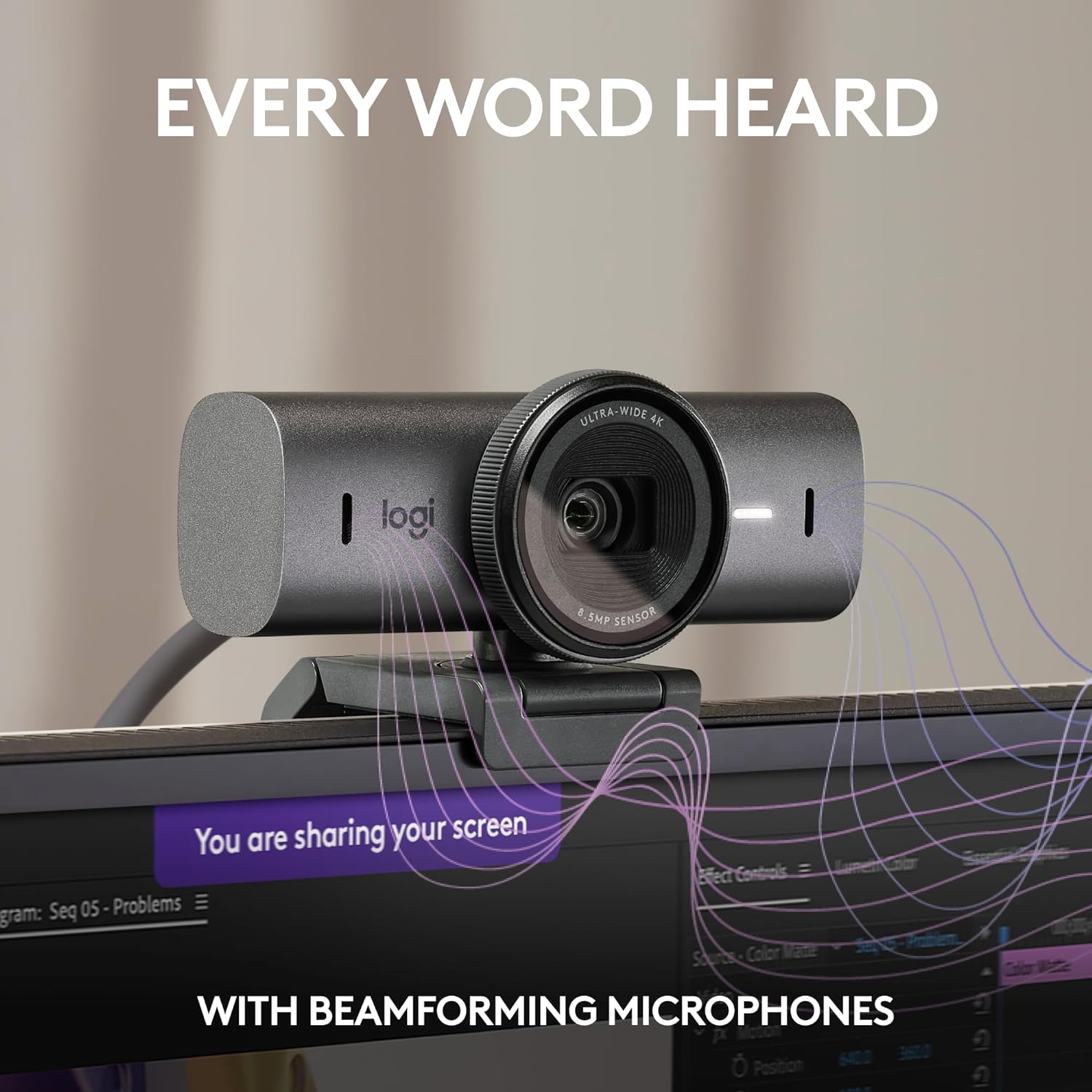 Detalle 2 de Logitech MX Brio Ultra HD 4K Webcam (Graphite)