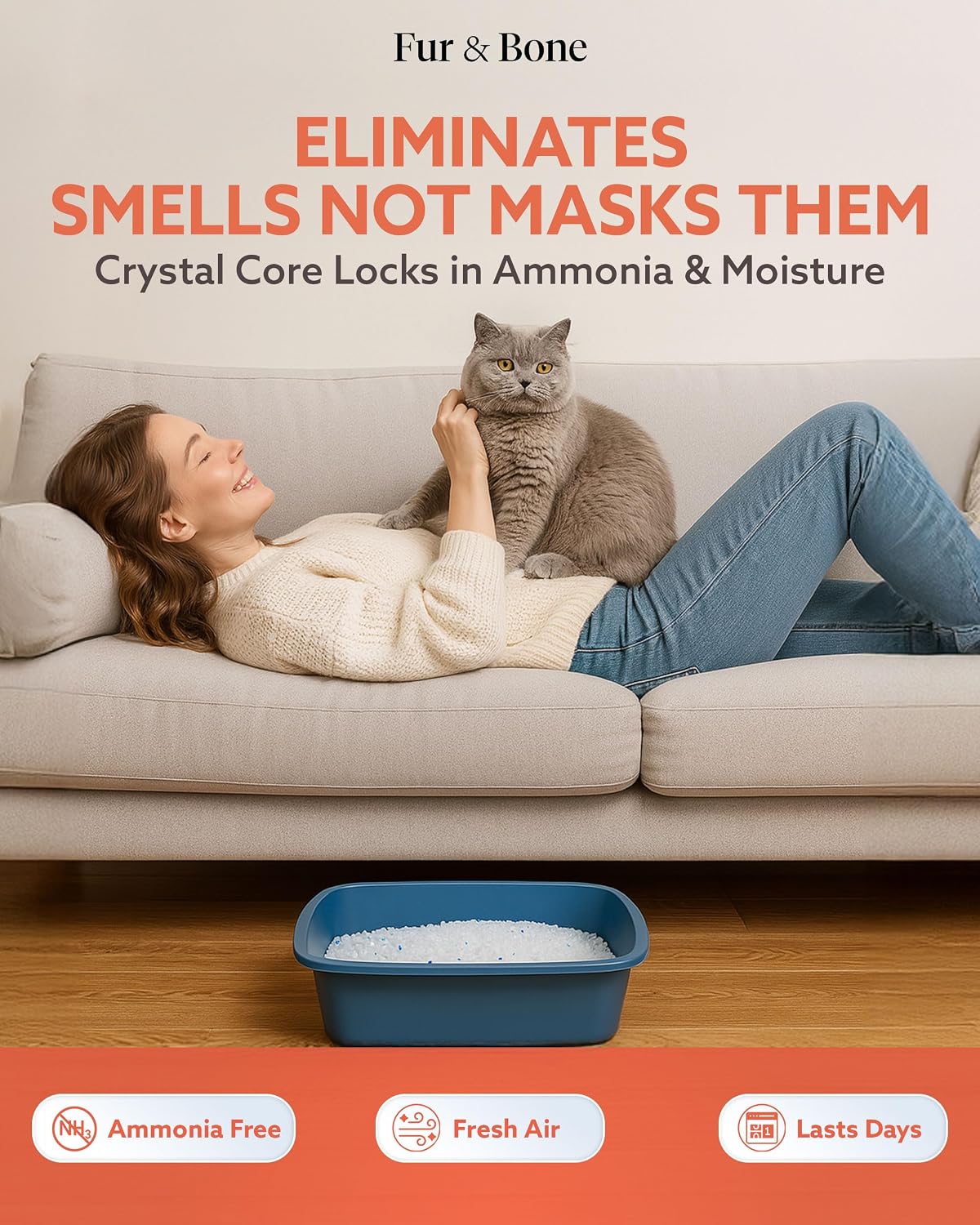 Thumbnail 6 de Fur & Bone 7.6L Silica Cat Litter – Non-Clumping Crystals for Odour Control and Easy Cleaning