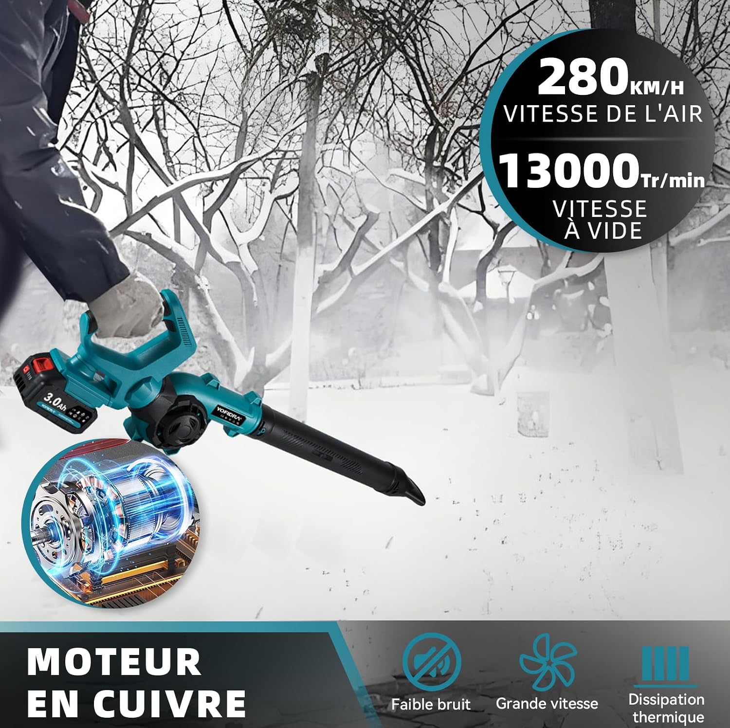 Detalle 2 de YOFIDRA sku4G6429Y draadloze bladblazer, 280 km/u en 3 snelheden
