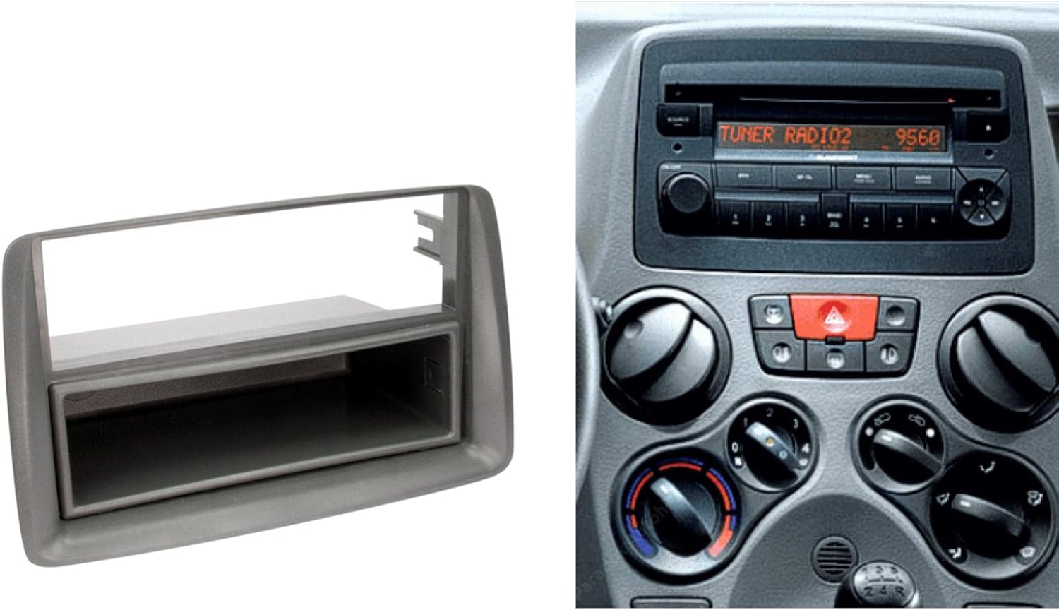 Detalle de Sound Way Kit Montaggio Autoradio per Fiat Panda 2002-2012 – Mascherina 1 DIN Grigio Scuro
