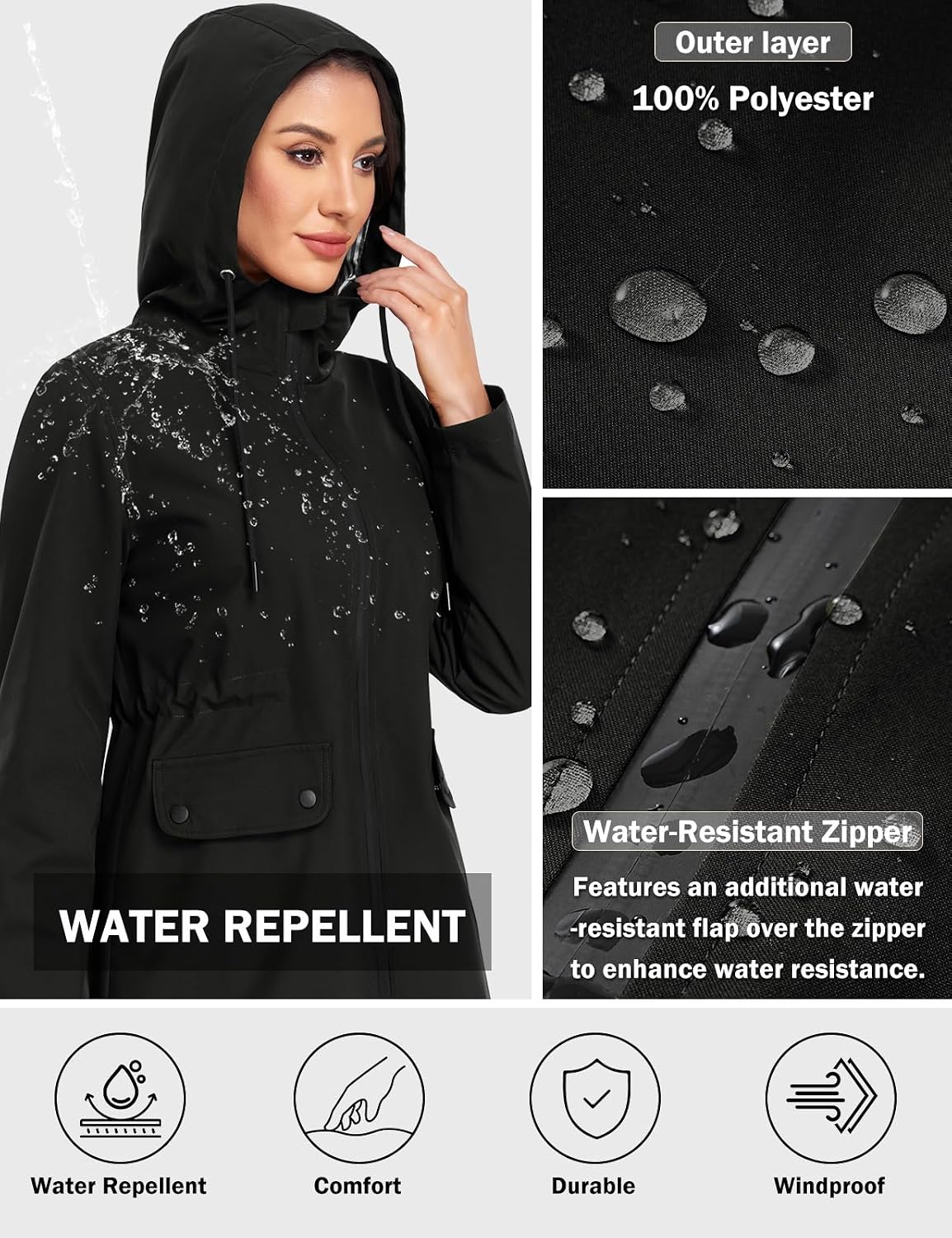 Detalle de Yuson Girl Women's Lightweight Windbreaker Coat