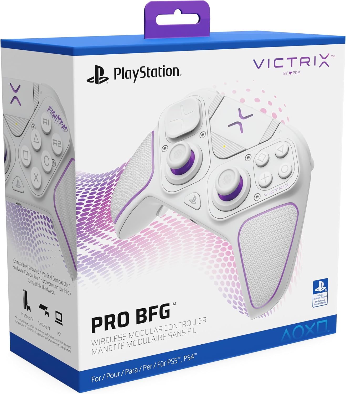 Detalle de PDP Victrix Pro BFG mando gaming inalámbrico blanco