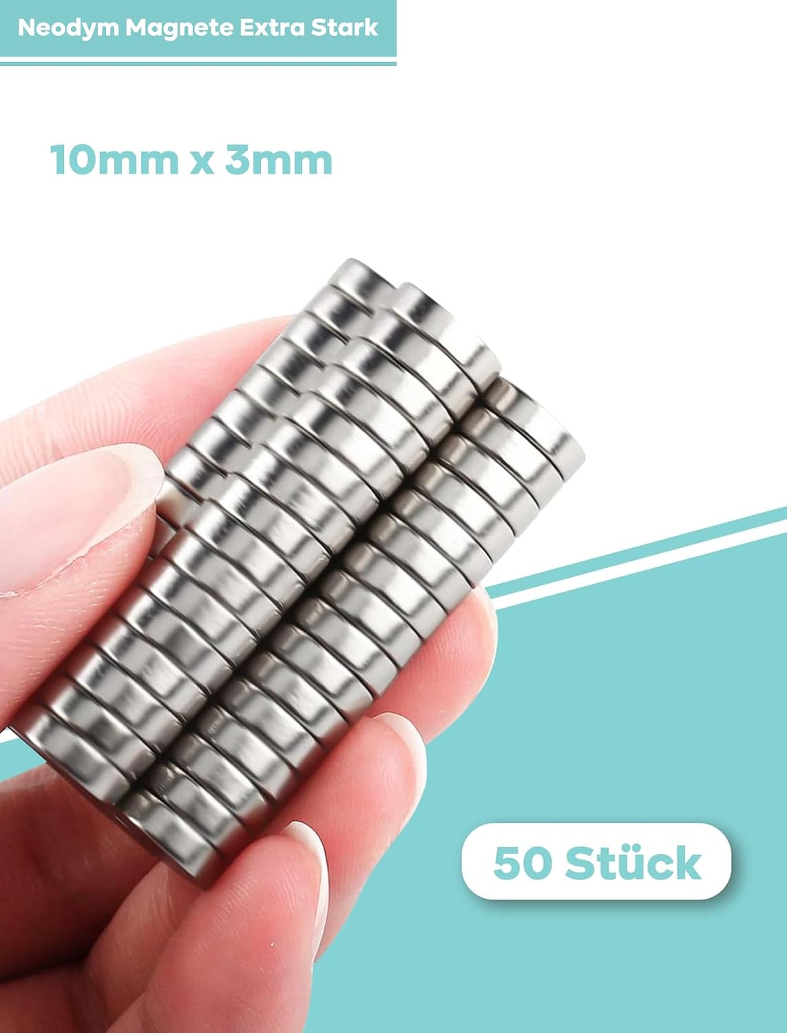 Detalle de 50x Neodym-Magnete Miangsy (10 x 3 mm) für Magnettafel, Kühlschrank und DIY