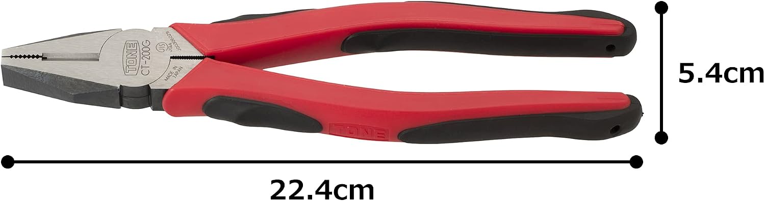 Detalle de トネ(TONE) CT-200G ペンチ マスターグリップタイプ レッド 全長224mm