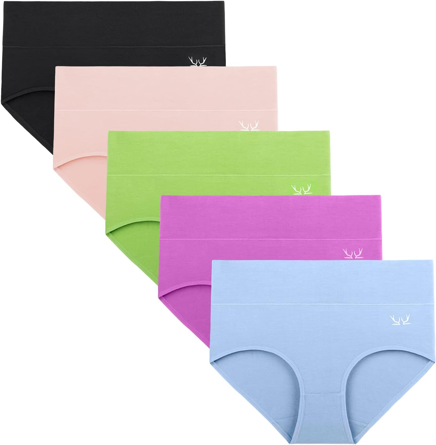 Detalle 2 de TANSTC Pacco da 5 slip donna in cotone con vita alta elasticizzata