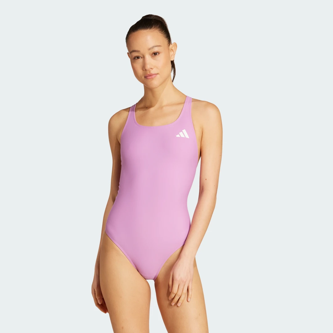 Detalle de Bañador de espalda con tirantes en V de Adidas — color Violeta