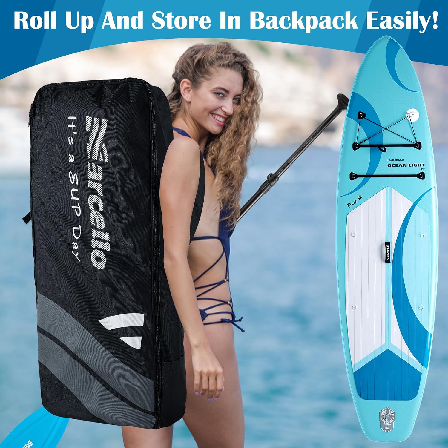 Thumbnail 6 de 11’ Ultra-Wide Inflatable Paddle Board (11’ x 35” x 6”) by Amazon UK – stability for families, pets and gear