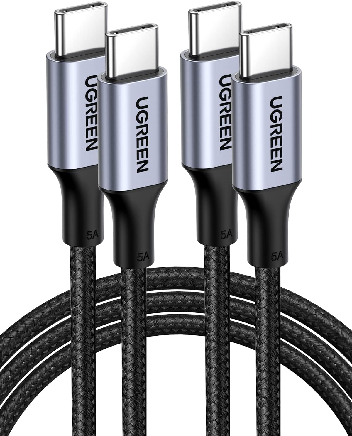 Detalle de UGREEN 90120P USB Type-Cケーブル 100W・5A PD対応、3m・2本セット