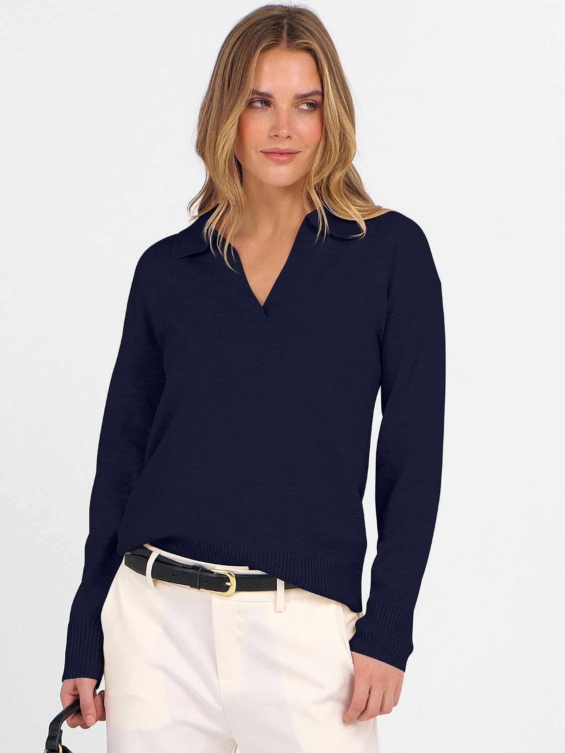 Thumbnail 3 de ANRABESS Womens Polo V-Neck Long Sleeve Sweater