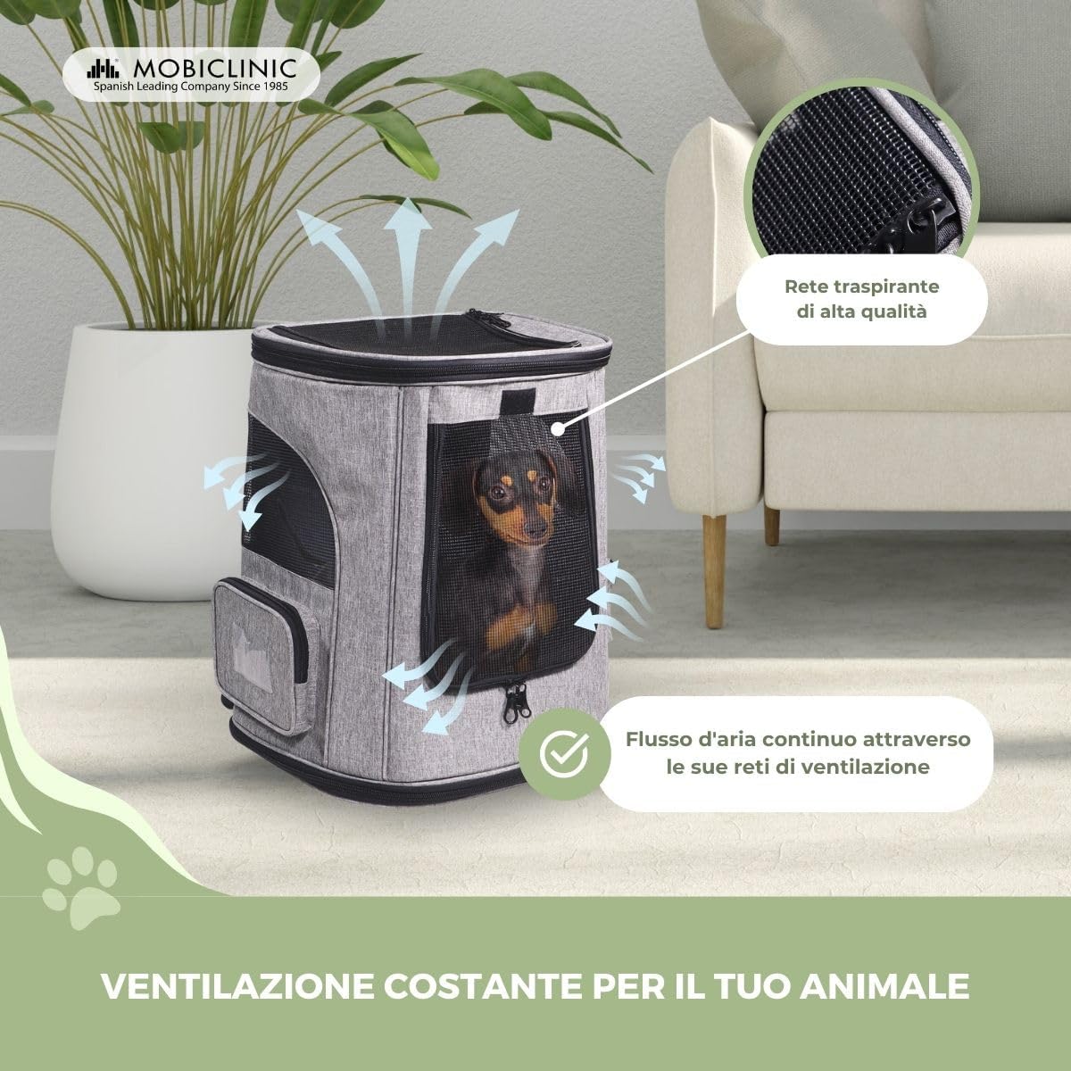 Detalle de Mobiclinic® pets Thor: zaino trasportino pieghevole per cani e gatti 30x25x40 cm