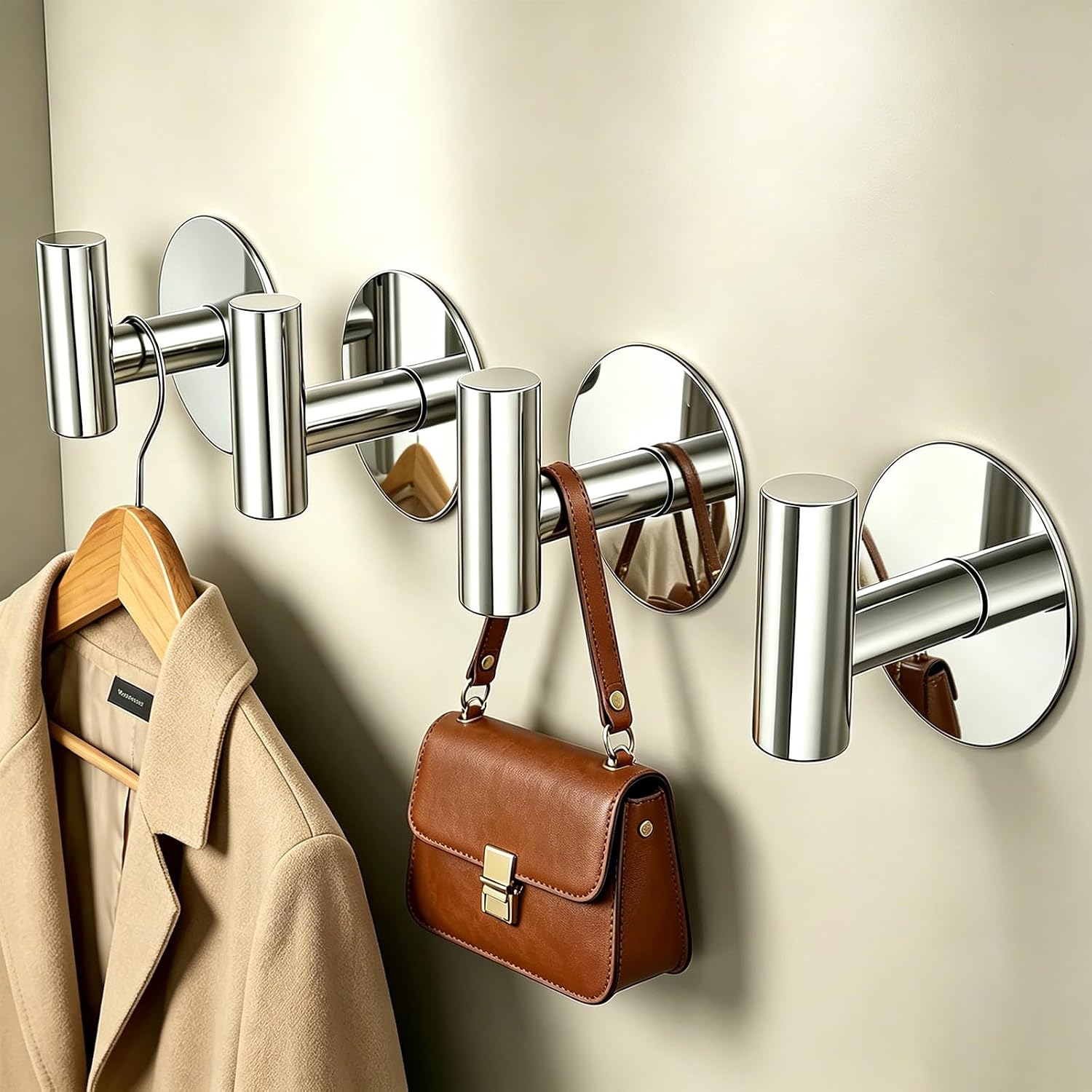Detalle 2 de VINHOLD VIN-Self-Adhesive Hook Stainless Steel Wall Hooks, Chrome, 4-Pack