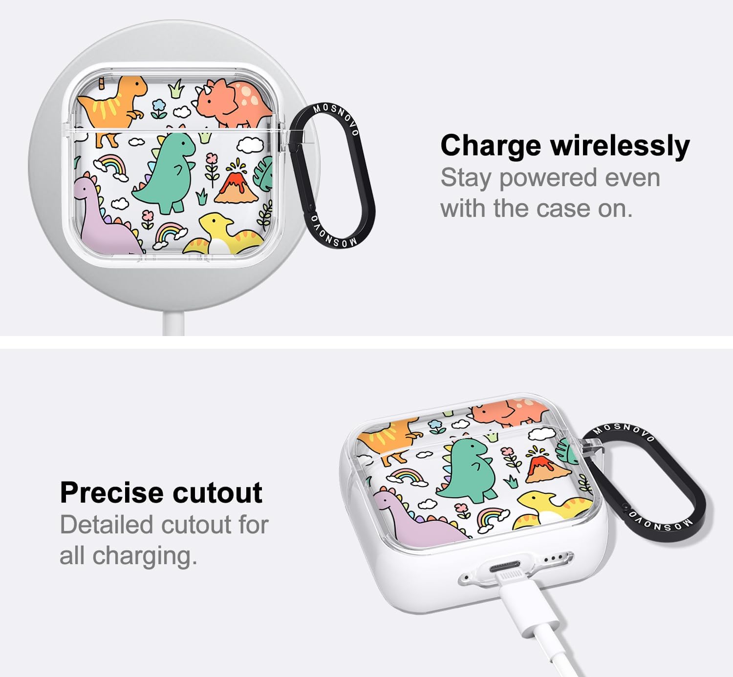 Thumbnail 4 de MOSNOVO Case for AirPods 4: Protective Clear Case with Dual-Layer Shockproof Design and Luxe Metal Ring