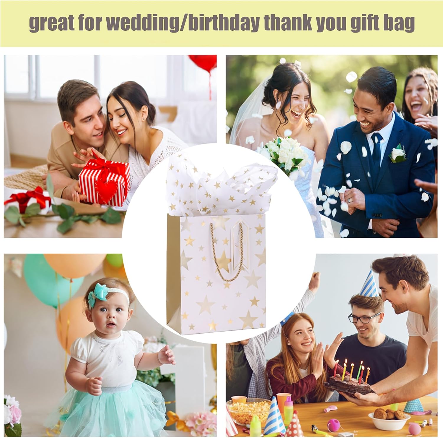 Thumbnail 6 de Medium Gift Bags with Tissue Paper 12pcs 9
