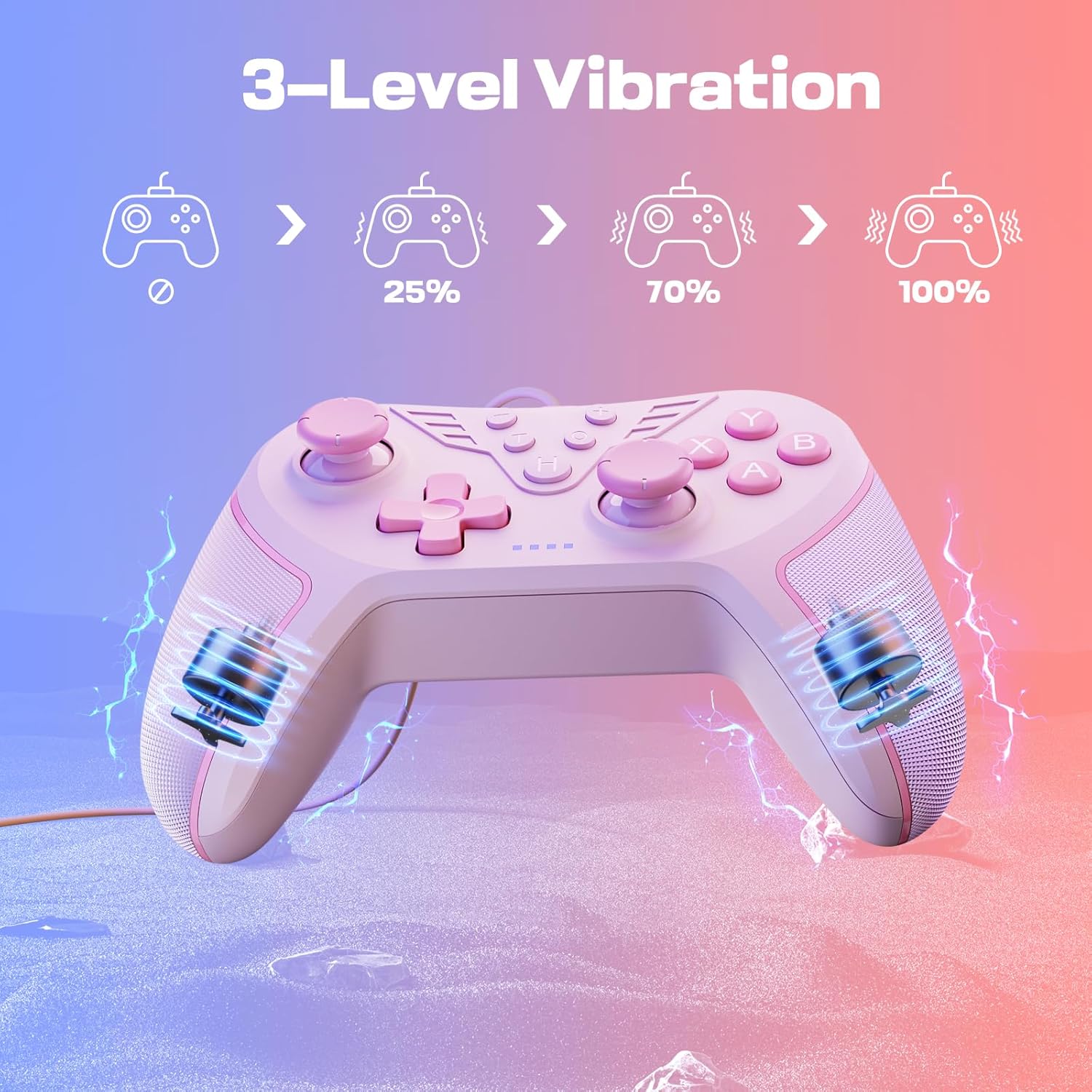 Detalle 2 de RivalPlay Wired PC Controller with Paddles, 3-Level Vibration & Mappable Buttons (Pink)