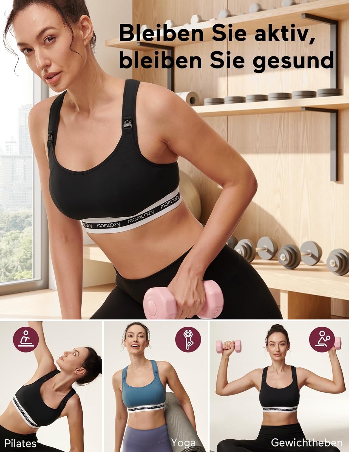 Thumbnail 3 de momcozy Still-BH FB011: Sport-Still-BH mit niedrigem Einschlag, gepolstert, drahtlos und ideal für Schwangerschaft & Stillzeit