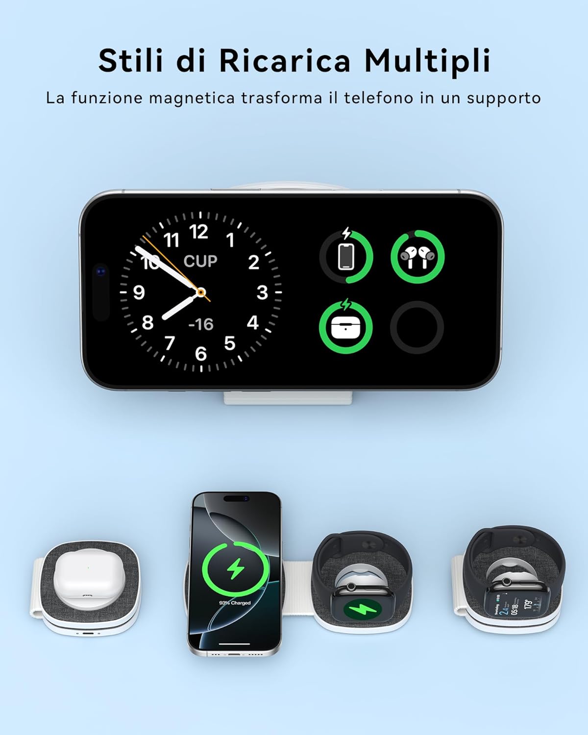 Thumbnail 2 de Caricatore Wireless 2 in 1 MagSafe: Stazione di Ricarica Pieghevole per iPhone, Apple Watch e AirPods