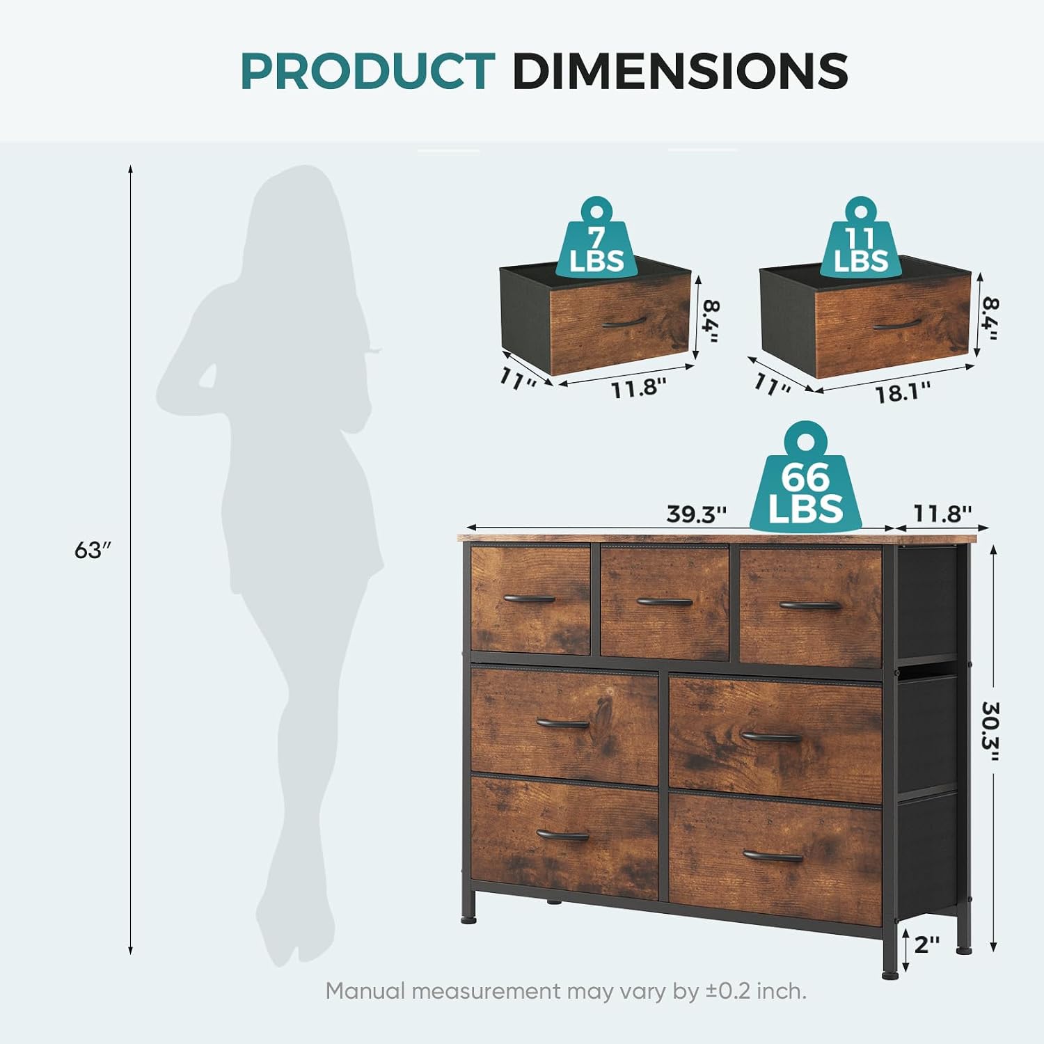 Detalle de OLIXIS Fabric Dresser with 7 Drawers