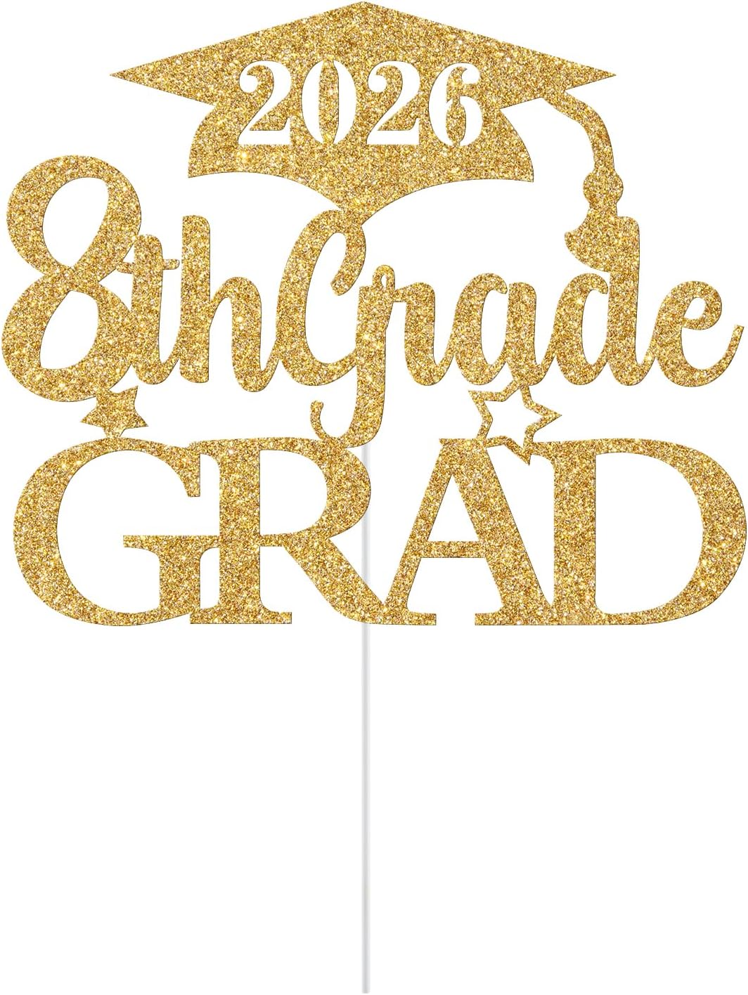 Thumbnail 6 de 8th Grade Cake Topper, Gold Glitter