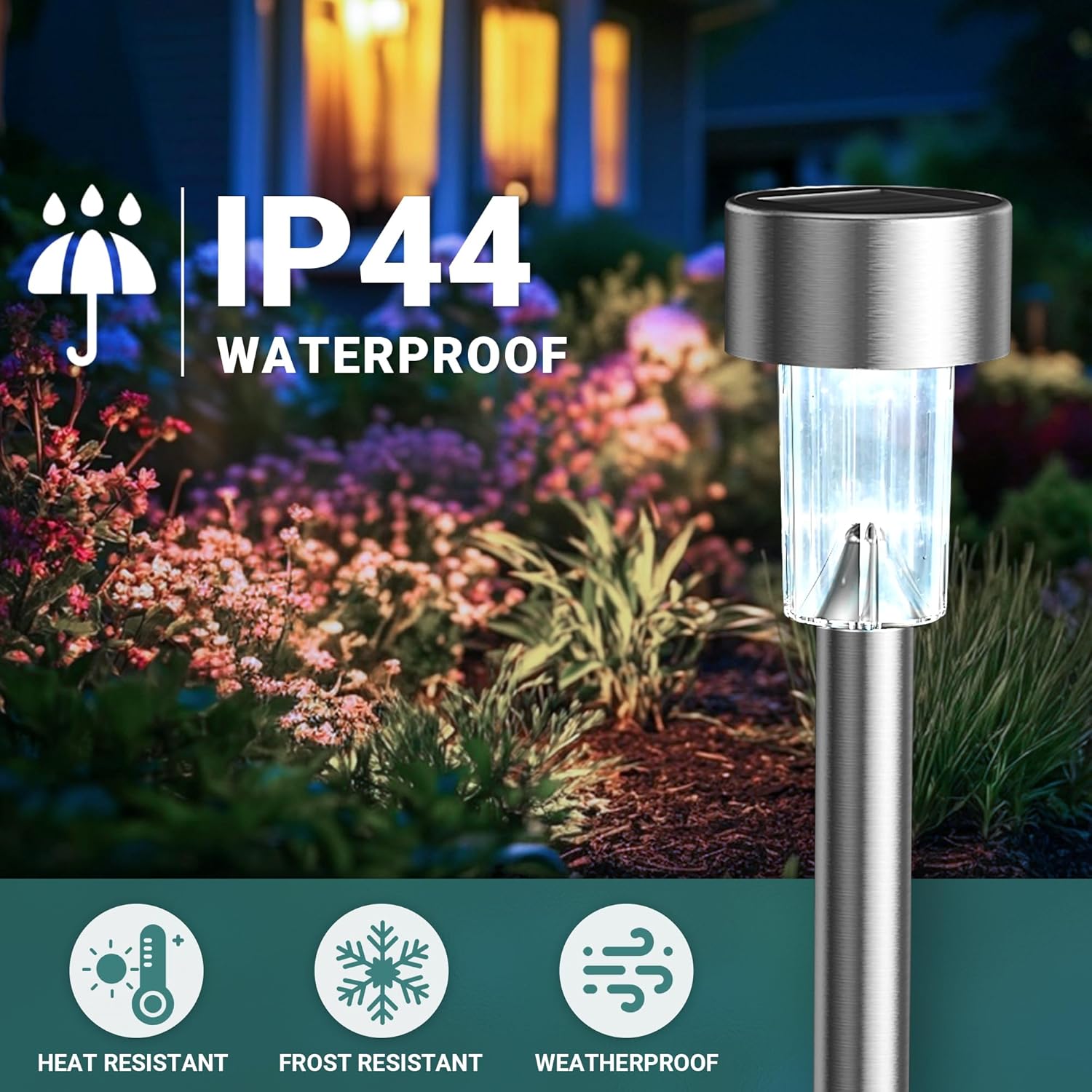 Thumbnail 3 de GIGALUMI solar garden lights outdoor waterproof (12-pack) – stainless steel LED with cold white glow