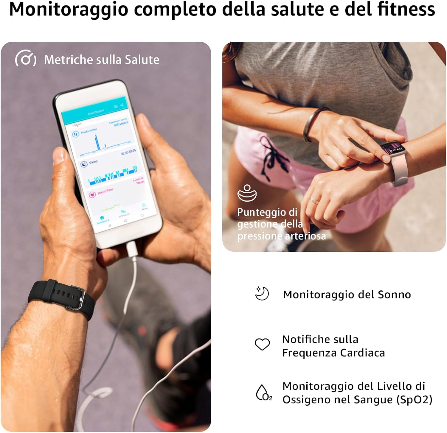 Thumbnail 3 de AcclaFit Smartwatch Uomo Donna da 1,85" con chiamate Bluetooth, SpO2 e contapassi (IP68)