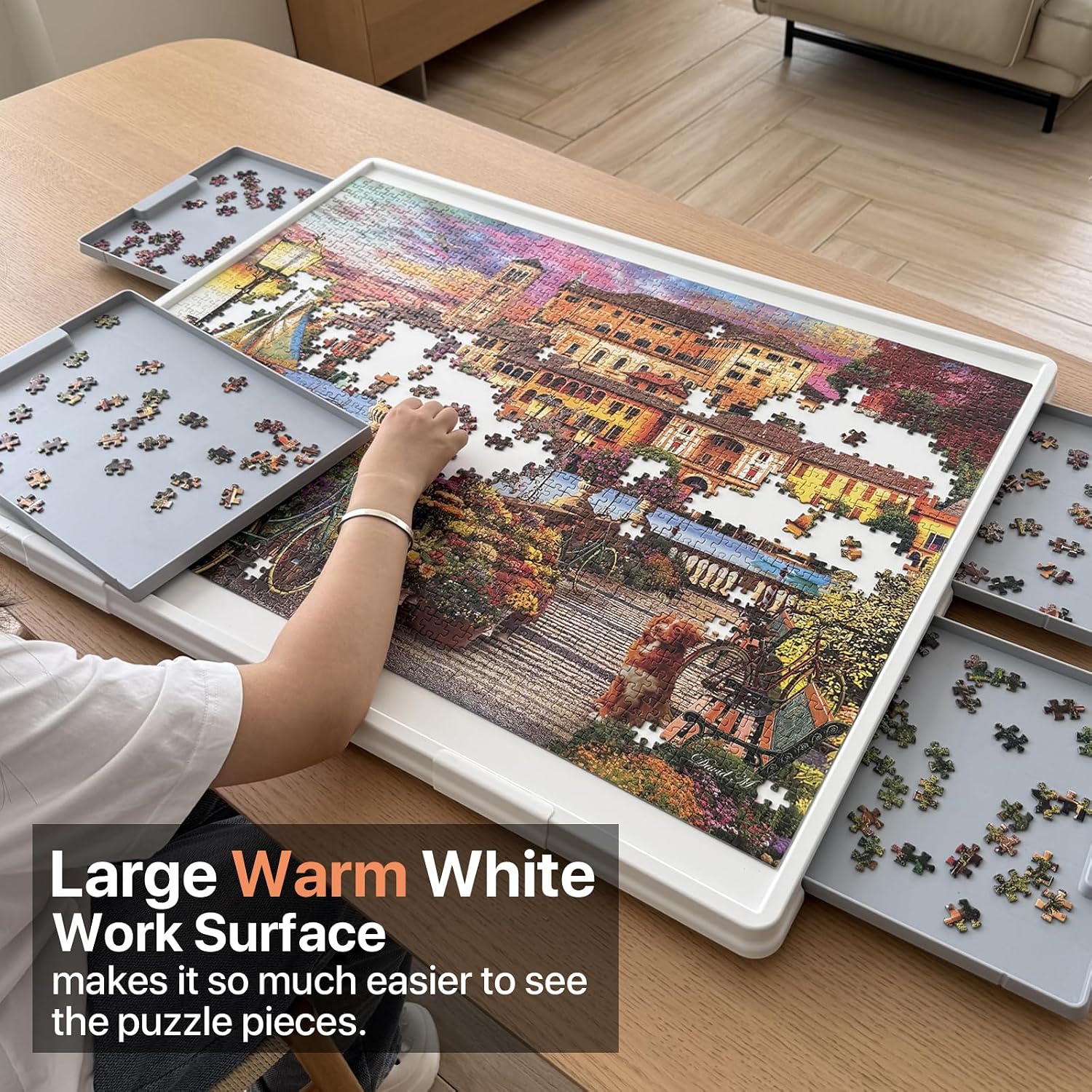 Thumbnail 4 de WELGEE 1500-Piece Tilting Rotating Puzzle Board 35x27