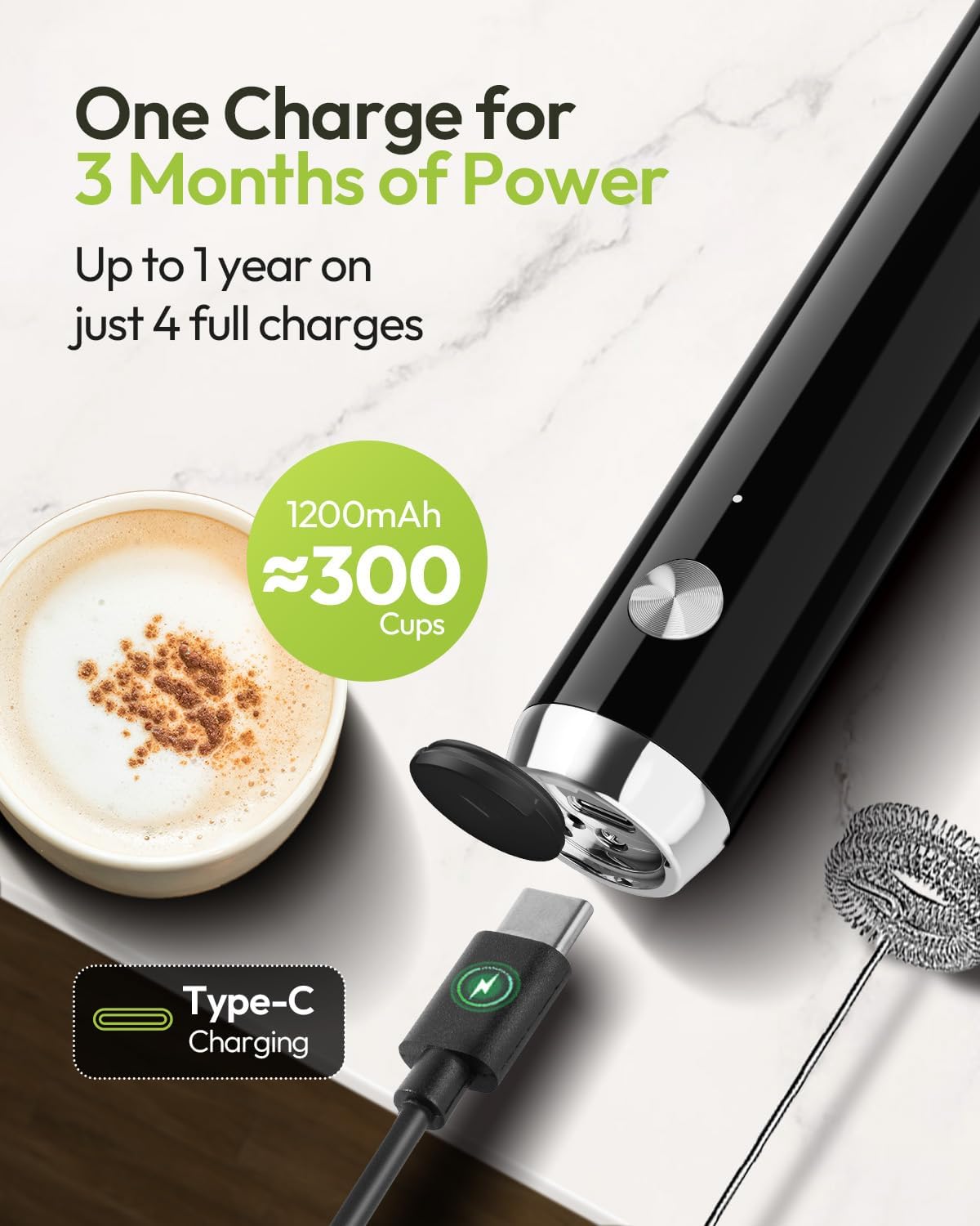 Detalle de Maestri House LunaFro milk frother 1200mAh