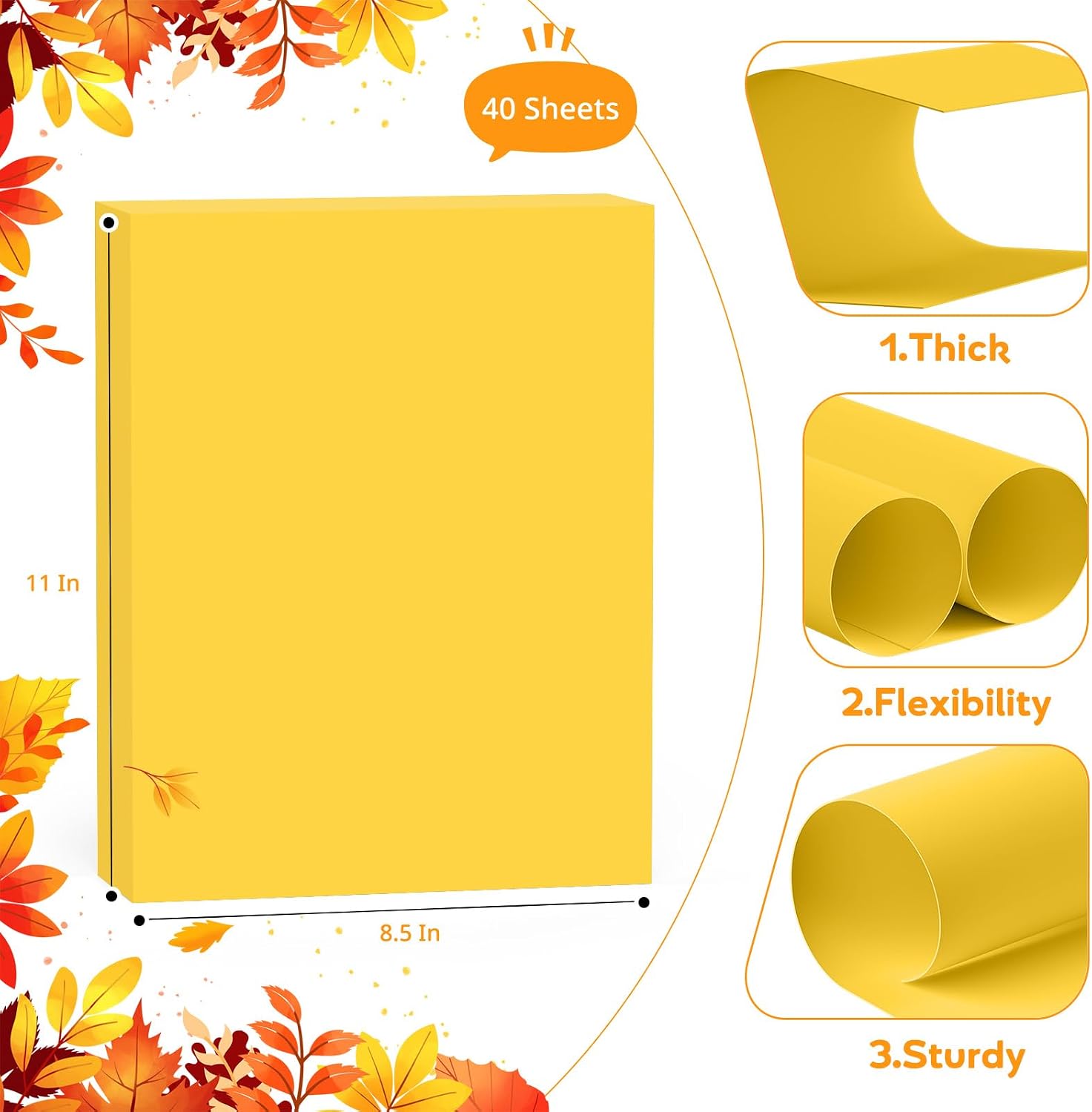 Thumbnail 1 de Vishoitty Yellow Cardstock, 8.5 x 11-Inch, 40 Sheets, Fully Dyed