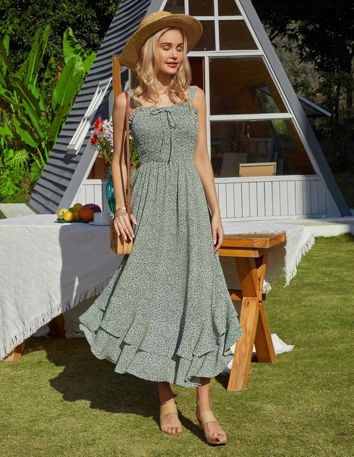 Thumbnail 6 de GRACE KARIN Women’s 2026 Floral Boho Maxi Dress with Square Neck & Smocked Back