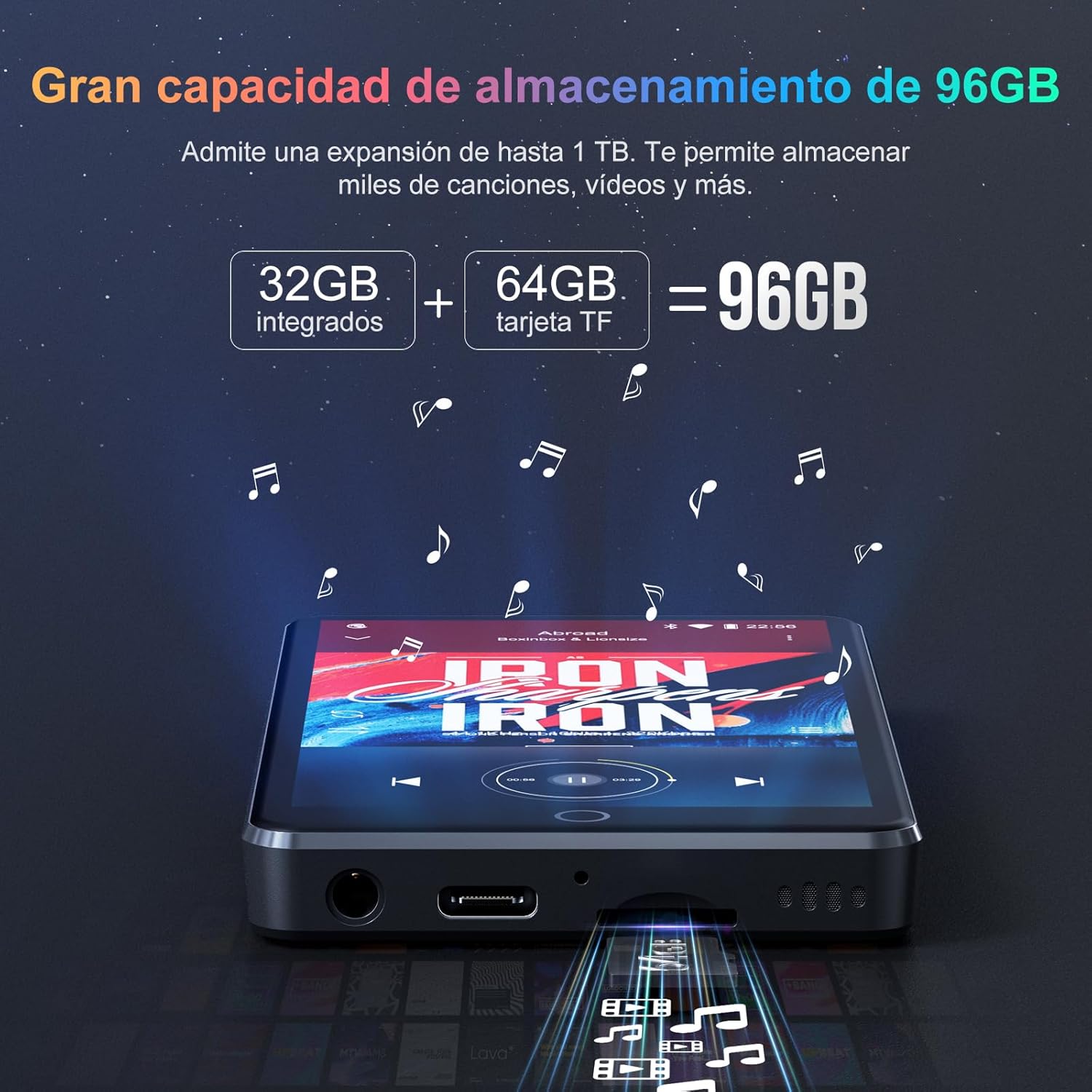 Thumbnail 2 de 96GB MP3 Player Android con Bluetooth WiFi