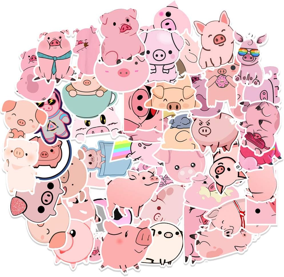 Detalle de Pink Pig Stickers PVC