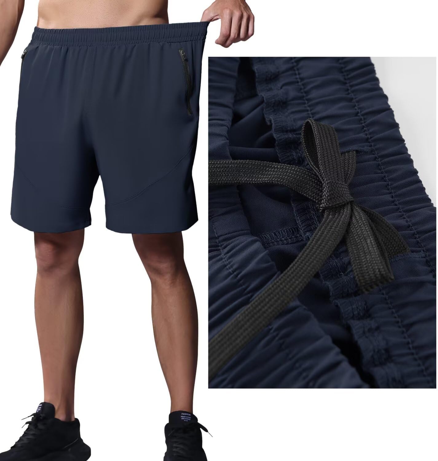 Thumbnail 4 de HMIYA Herren-Sport-Shorts – schnelltrocknend, mit Reißverschlusstaschen und reflektierenden Streifen