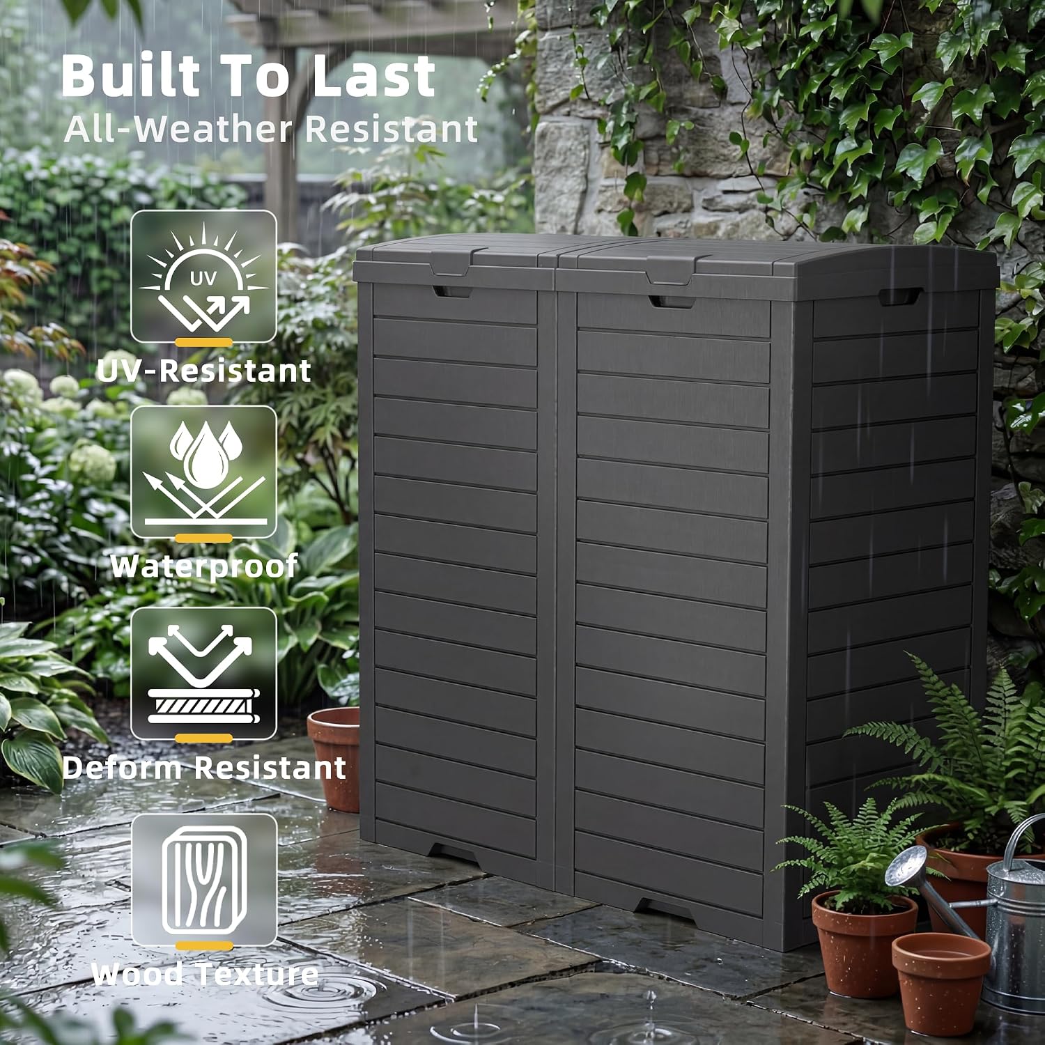 Thumbnail 1 de EFU 80-Gallon Double-Bin Outdoor Trash Can with Lid & Drip Tray
