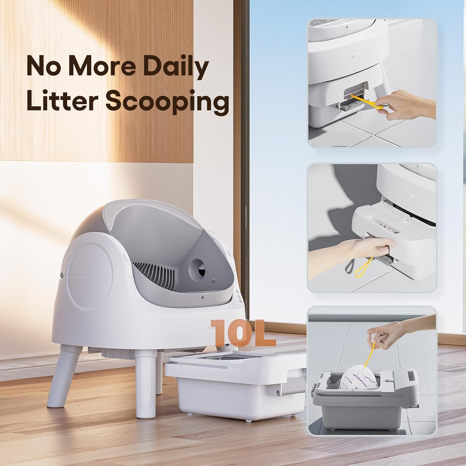 Detalle de teweoa AS11 Automatic Open-Top Cat Litter Box with Multi-Sensor Safety
