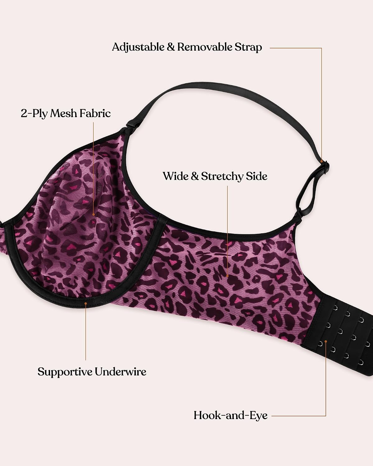 Thumbnail 3 de HSIA Full Coverage Underwire Minimizer Bra, Unlined Mesh, Convertible Straps