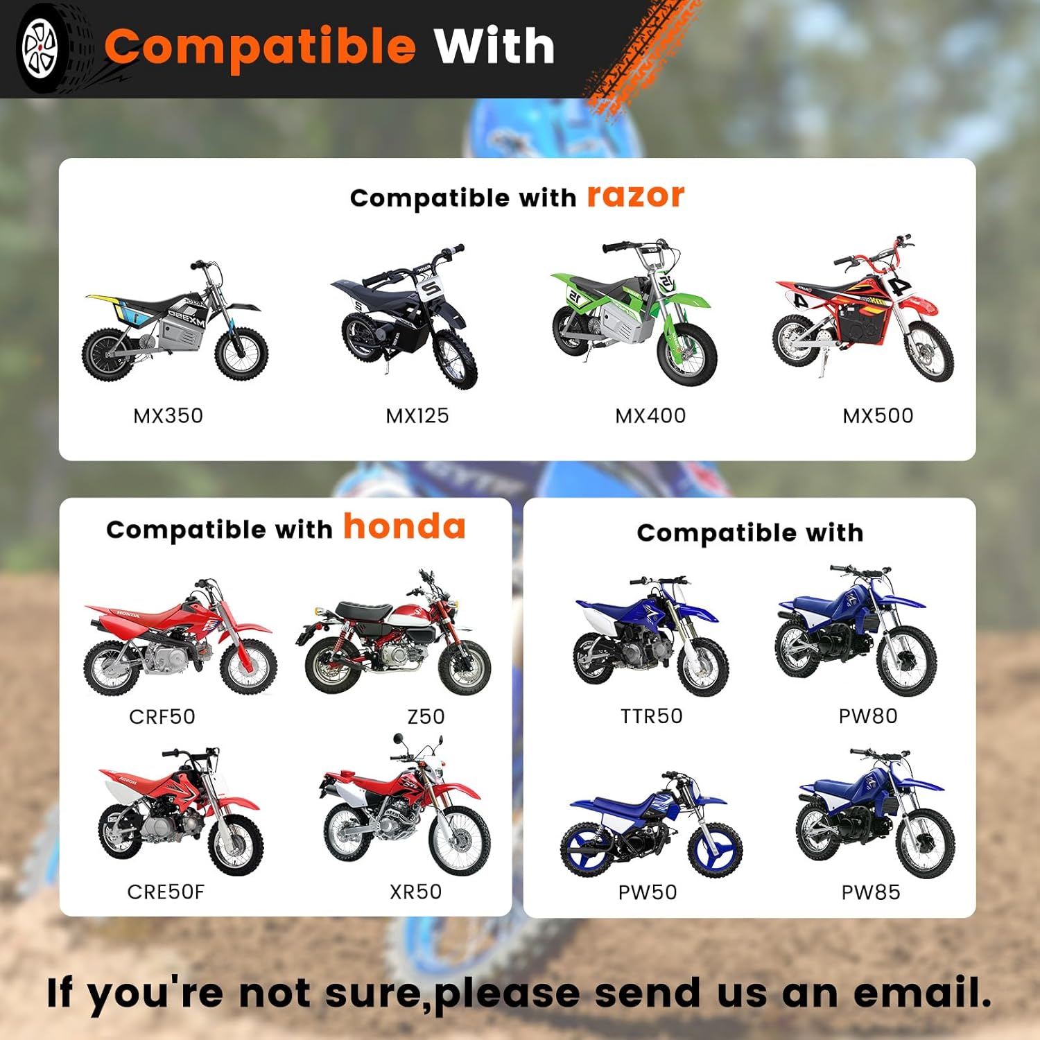 Detalle de Dirt Bike Training Wheels for 50cc Kids Bikes (PW 50, Razor MX125/MX350) – Stainless Steel Stabilizers, Black