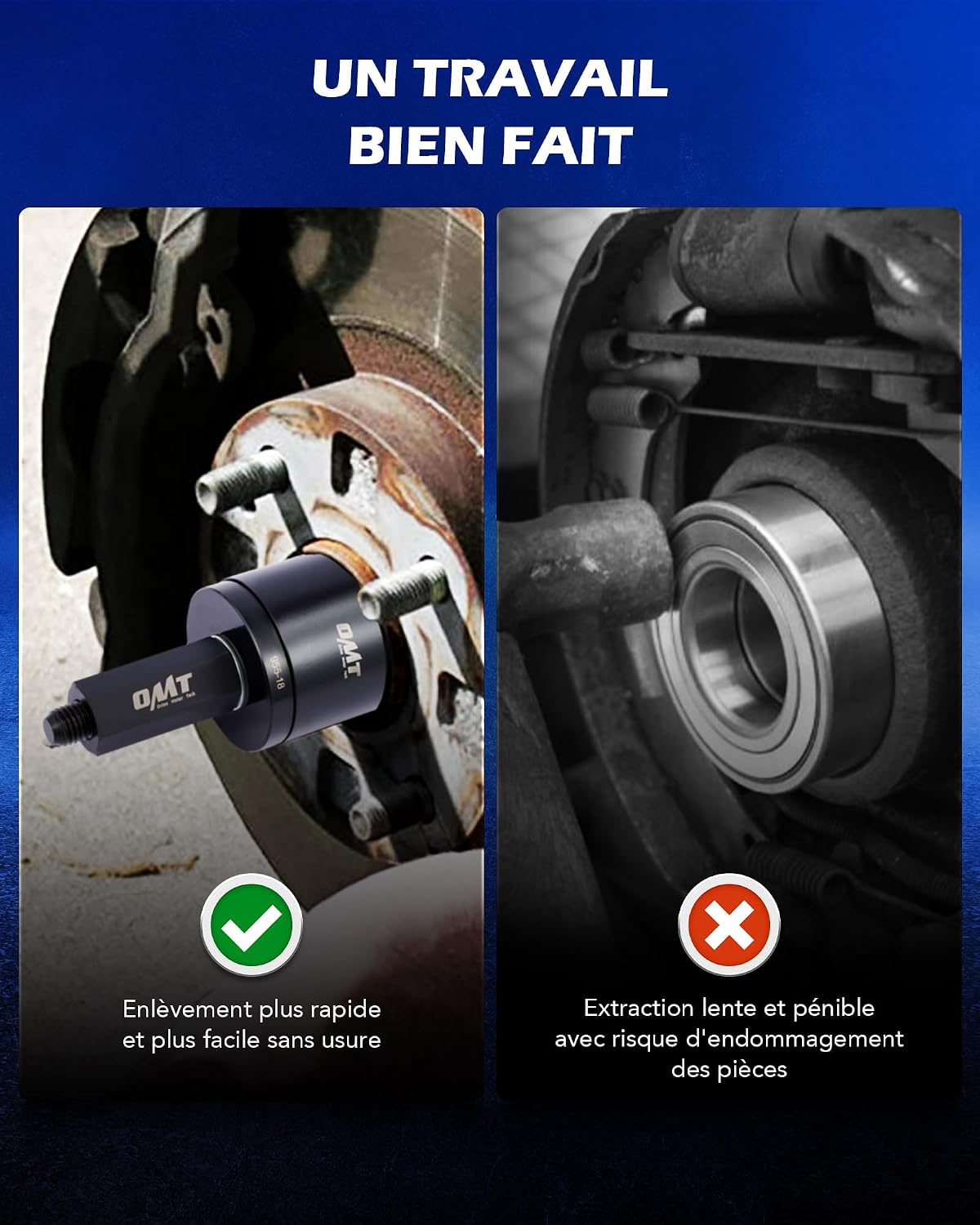 Detalle de Kit Orion Motor Tech 24 pièces pour extracteurs de roulement de roue, avec mallette rouge