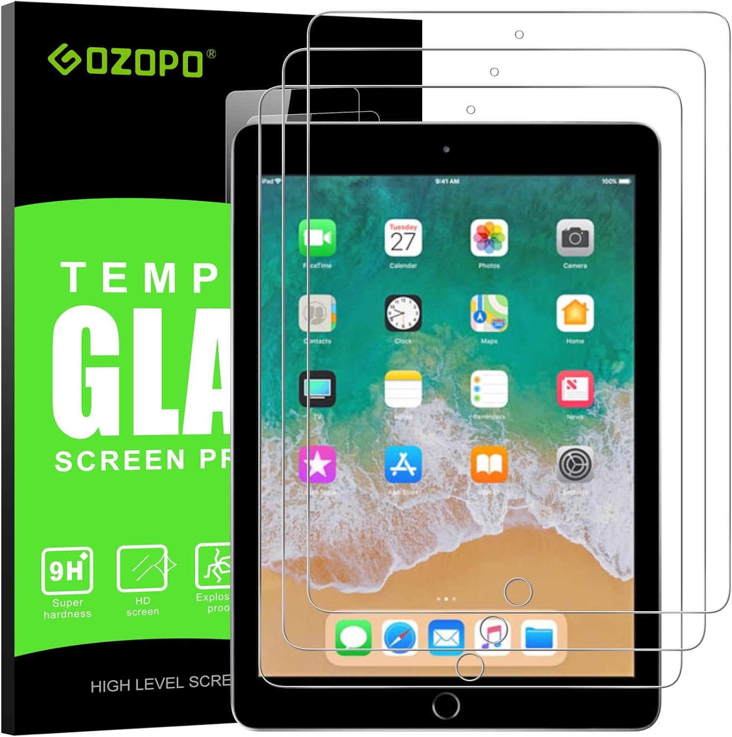 Thumbnail 5 de GOZOPO iPad 9th Generation tempered glass screen protector 2-pack