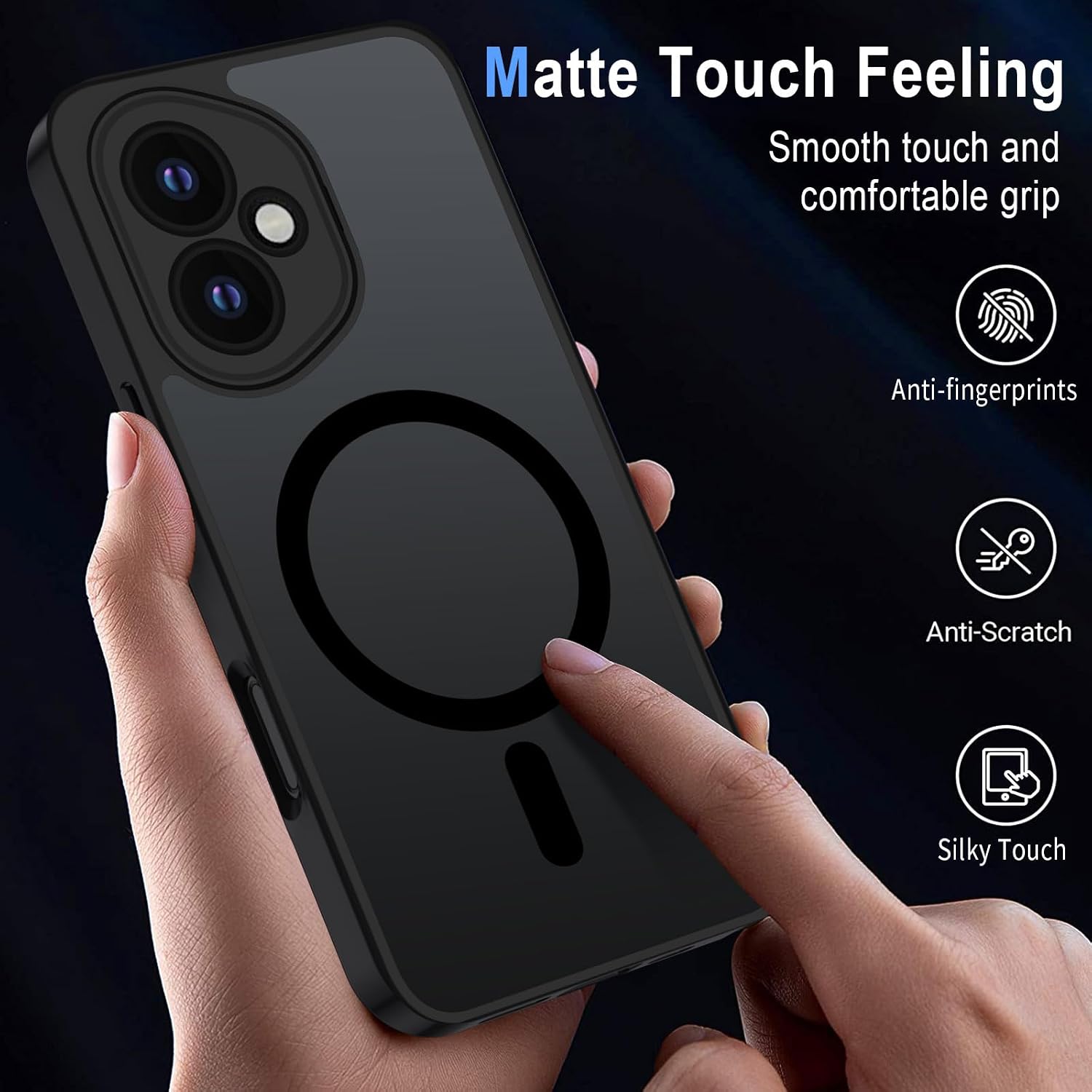 Thumbnail 2 de XTCASE Coque magnétique pour Honor 400 5G compatible MagSafe – dos mat translucide noir avec bumper TPU anti-chocs