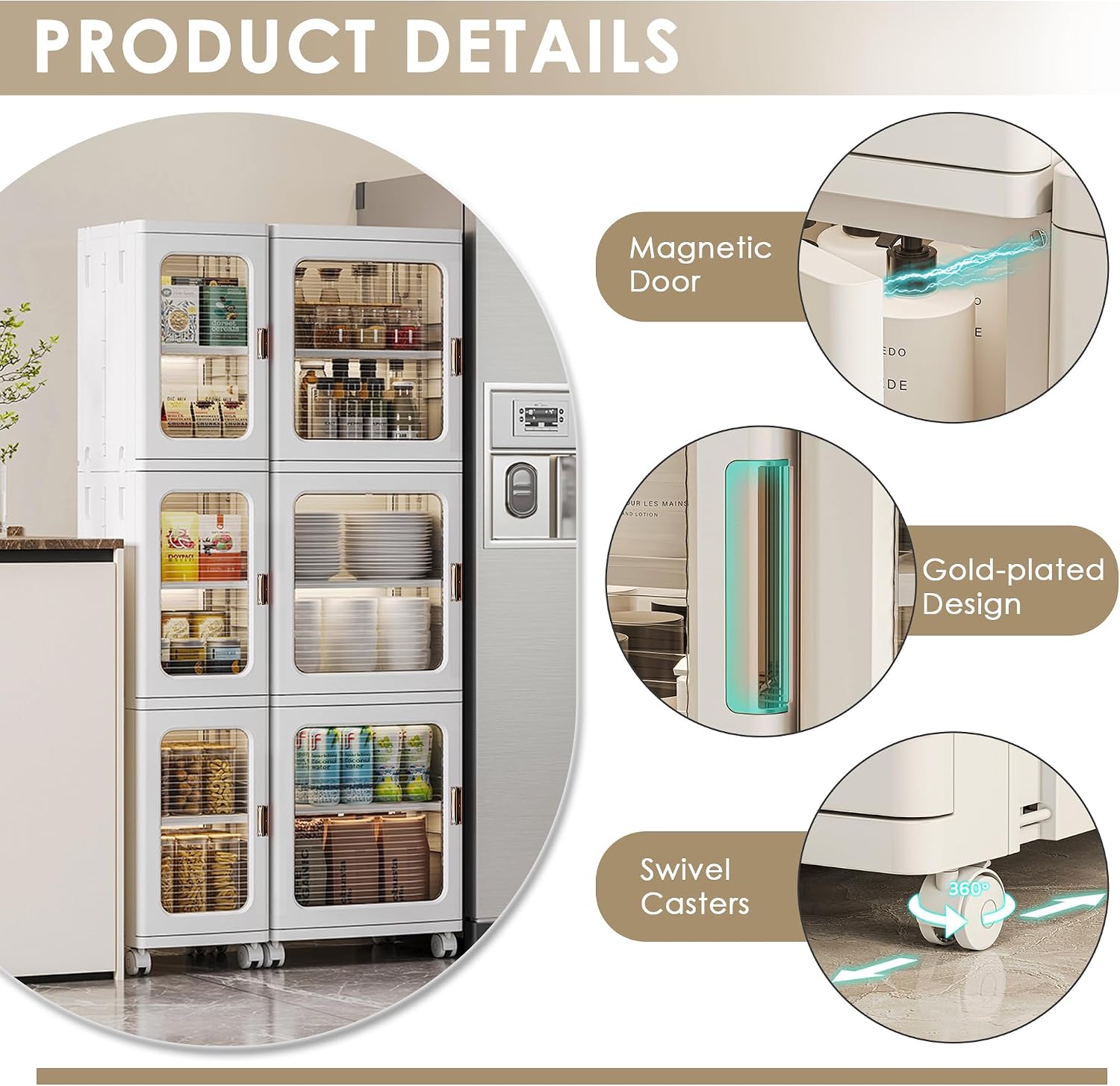Detalle 2 de VECELO Narrow Storage Cabinet, 4-Tier