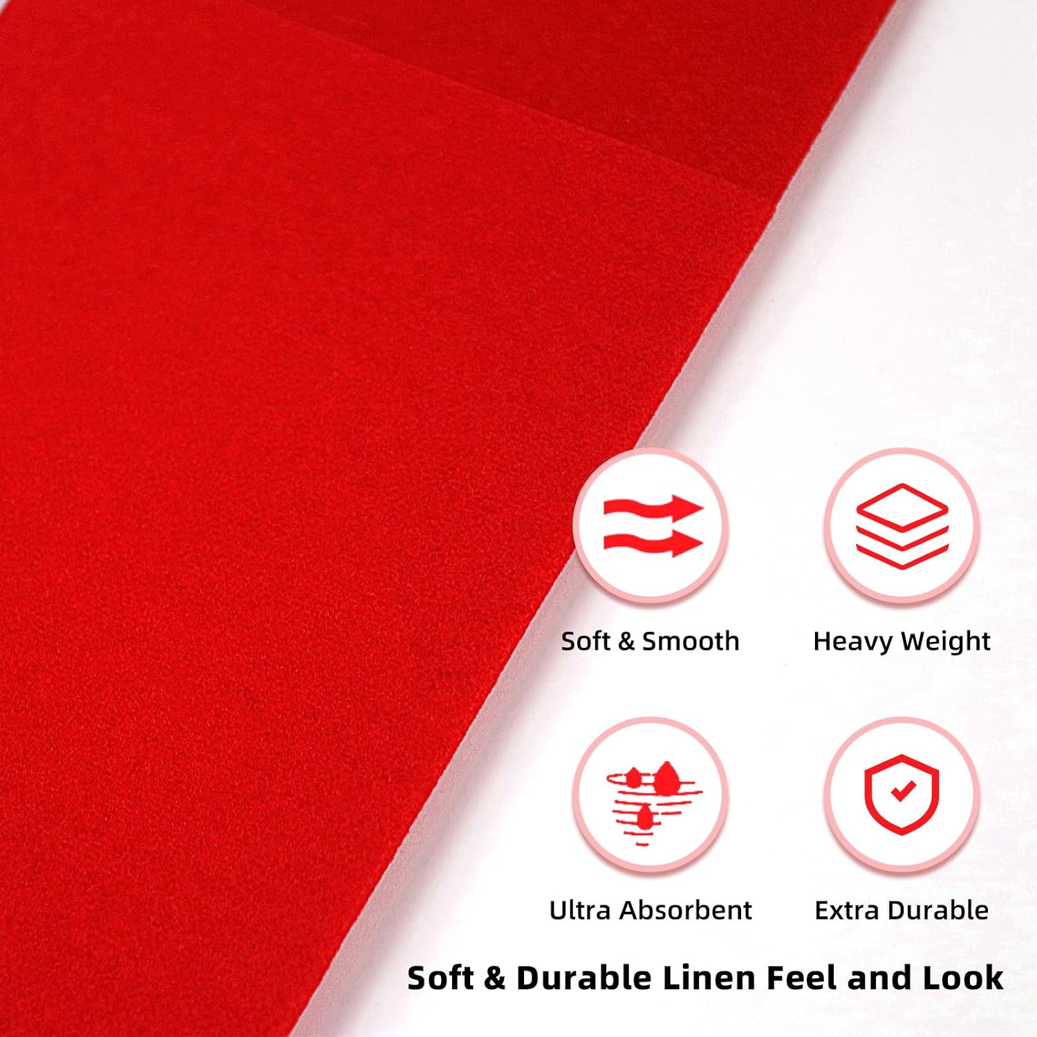 Detalle de KAMMAK Red Linen-Feel Disposable Napkins with Pocket (100 Pack) — 16.5 x 16.5 in, Folded 8.5 x 4 in