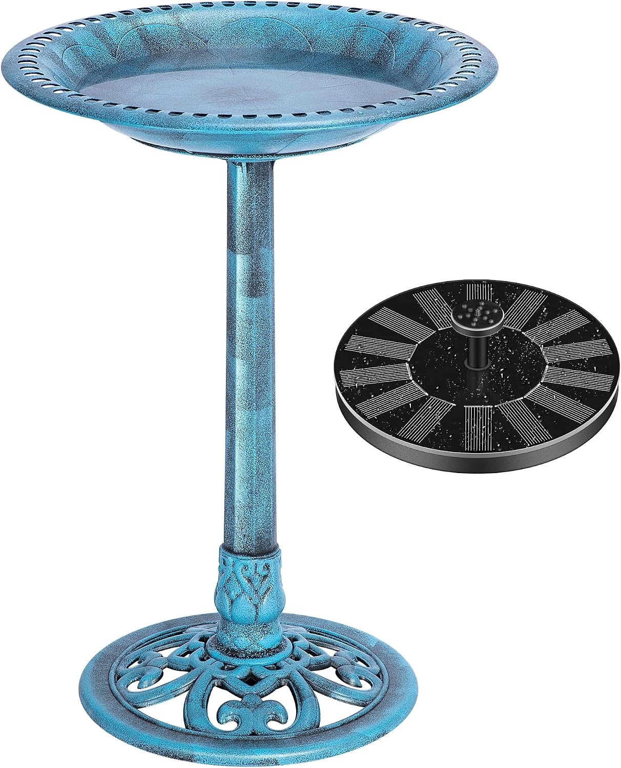Detalle de VIVOHOME Bird Bath Feeder for Garden (71cm) with Solar-Powered Water Fountain