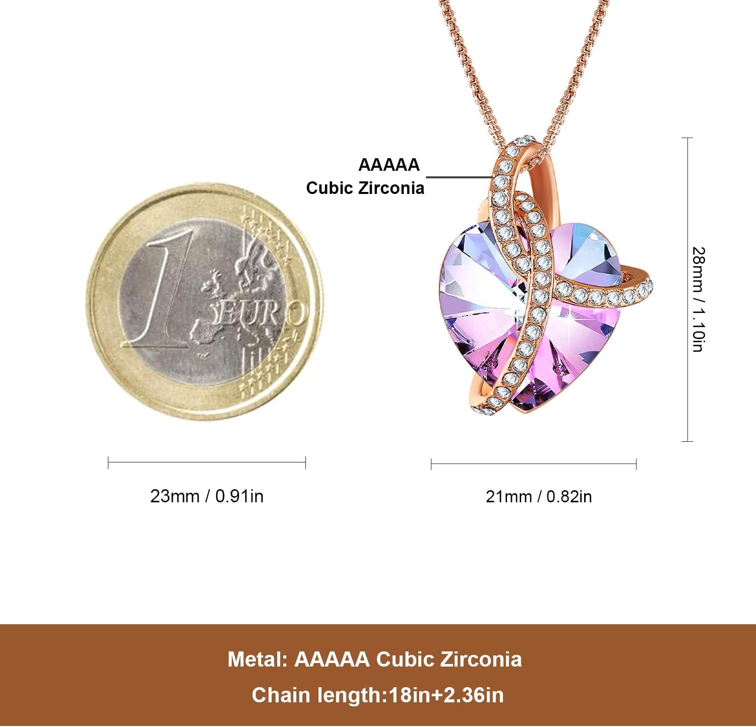 Thumbnail 4 de Angelady Collier Coeur Améthyste 18+2 cm
