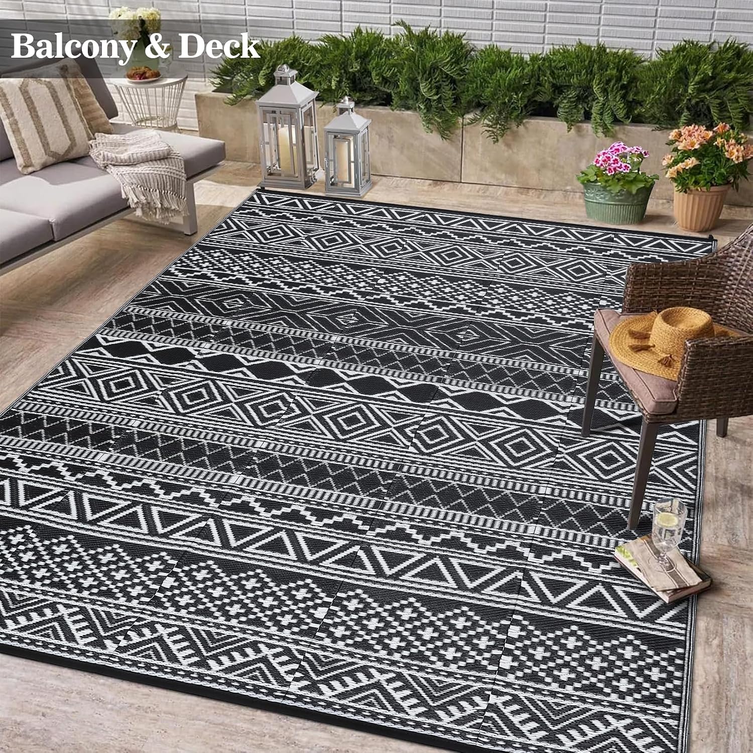 Thumbnail 1 de CAROMIO Outdoor Patio Rug Waterproof 270 x 360 cm