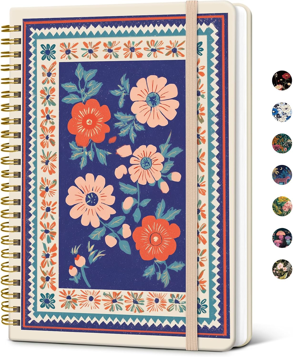 Detalle de Taja Folk Bloom A5 Lined Spiral Journal, 140 Pages, Hardcover